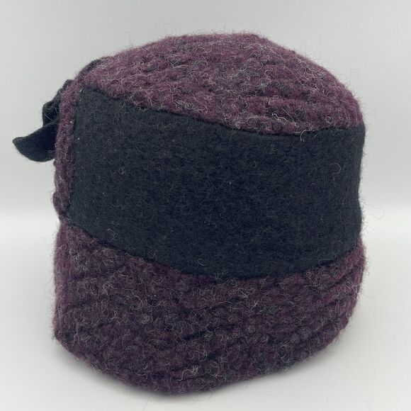Platania Women’s Hat Made In Italy Purple Wool Blend Flower One Size - Picture 5 of 10